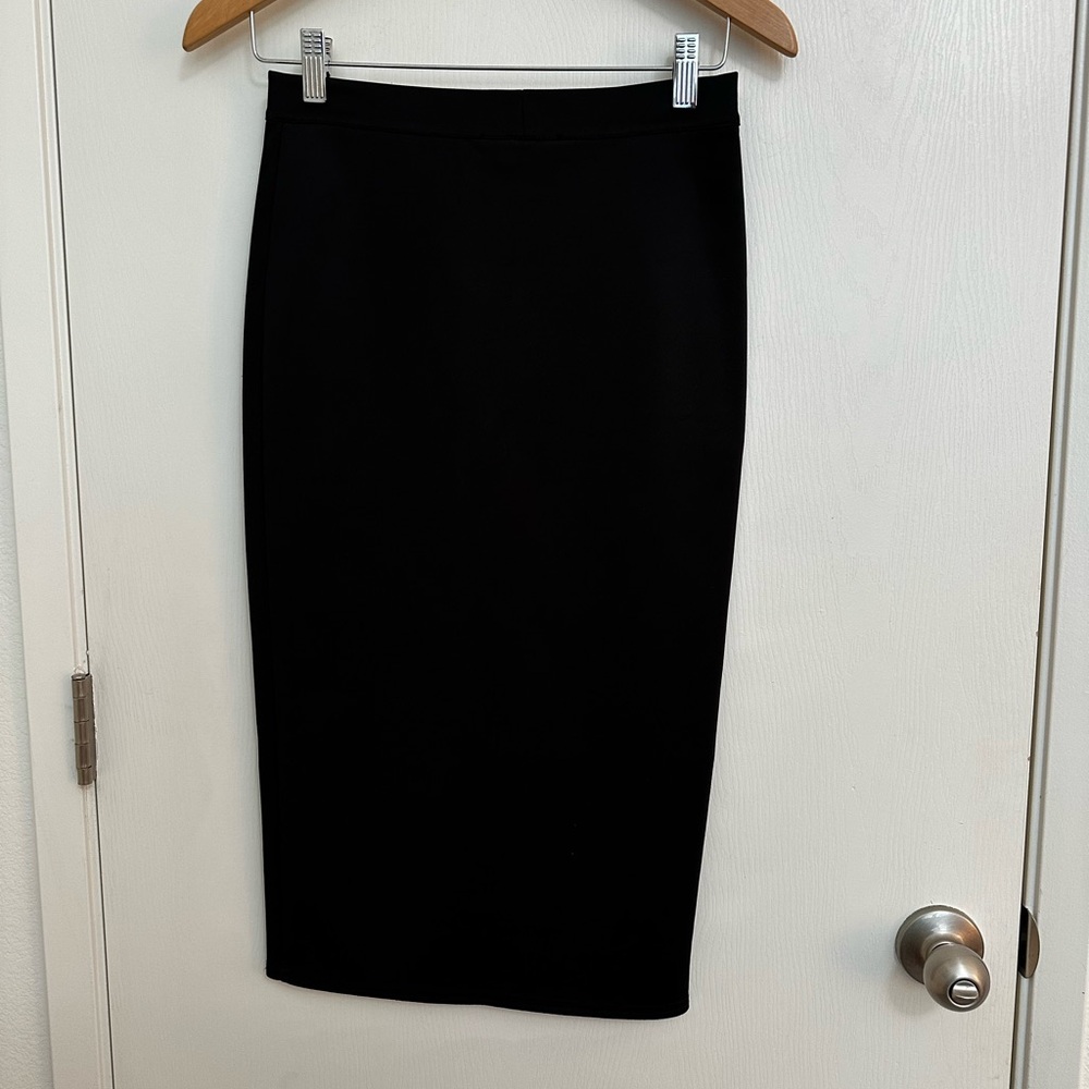 Black Midi Pencil Skirt for Work